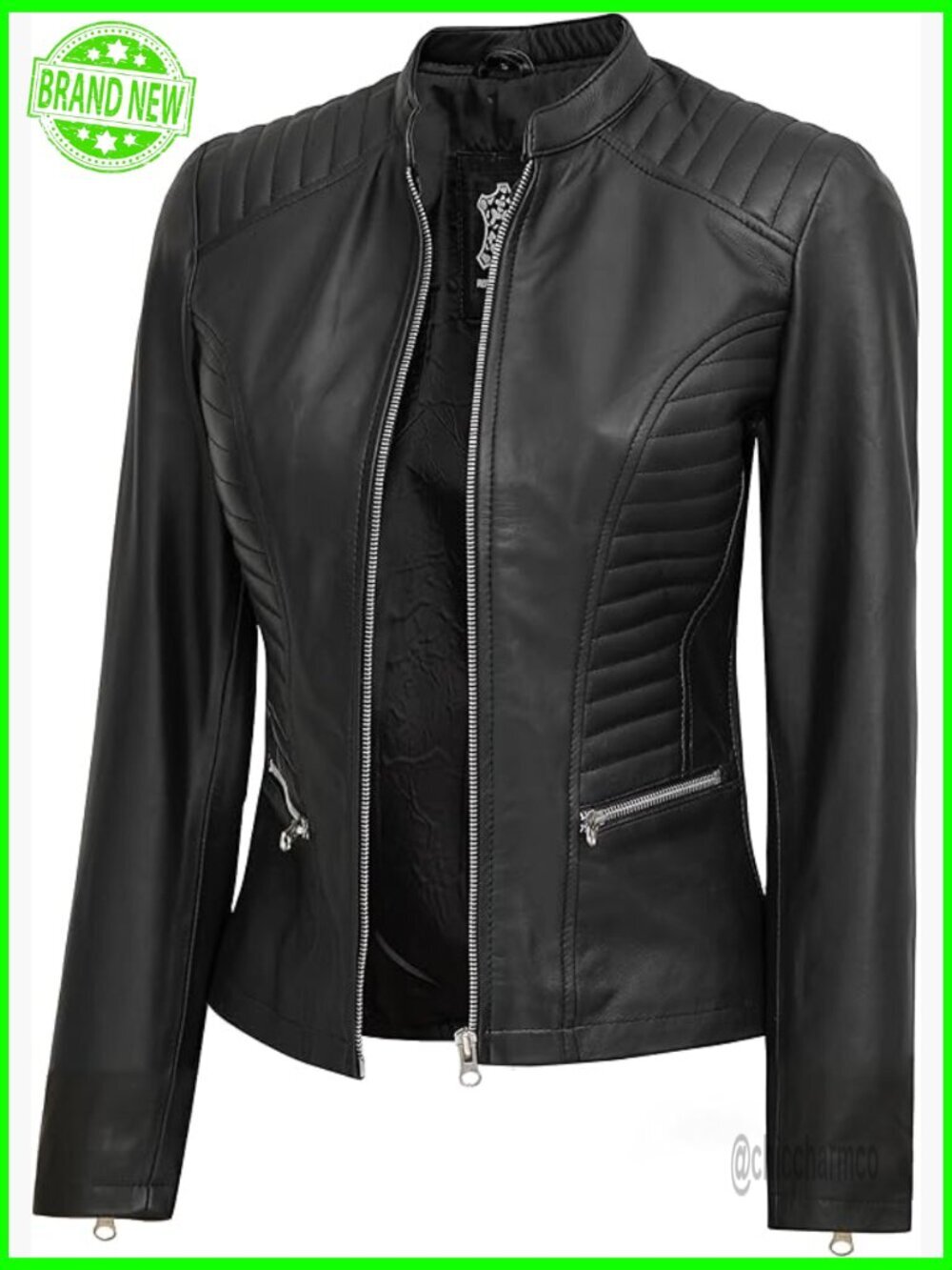 Lambskin Leather Jacket Cafe Racer Style Women's Coat Long Sleeve